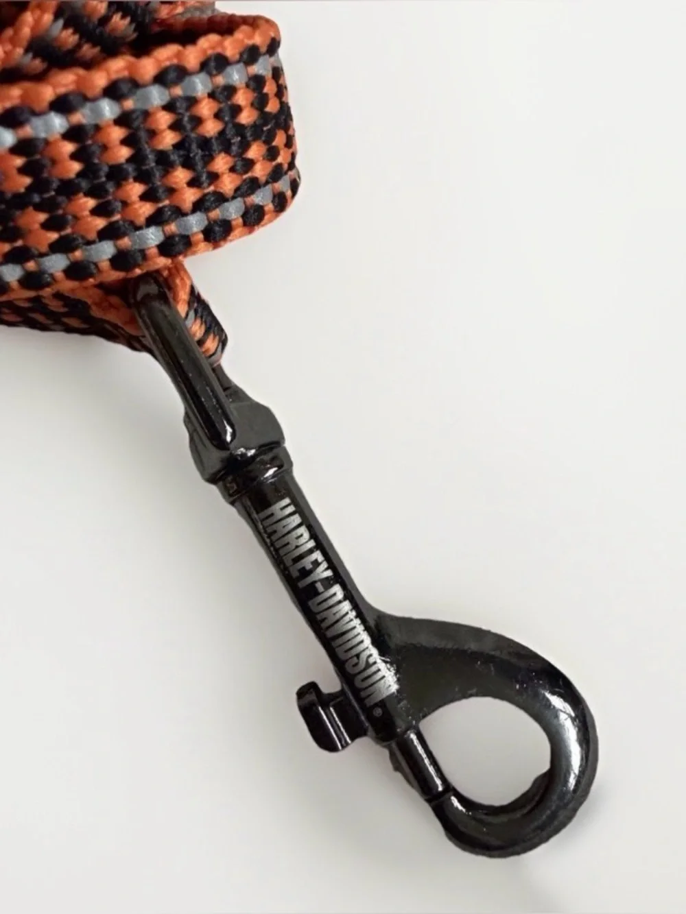 Harley-Davidson Reflective Dog Leash Orange Black & Grey Plush Handle 2pc Lot